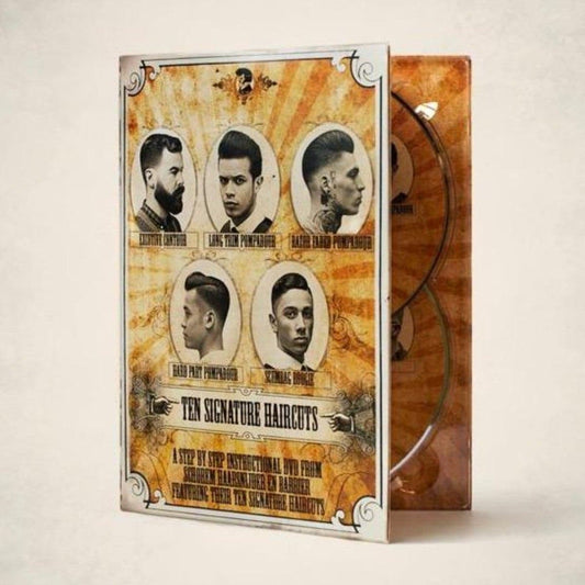 Reuzel Europe Schorem Ten Signature Haircuts DVD, a merchandise item featuring hair styling techniques and barbering tips.