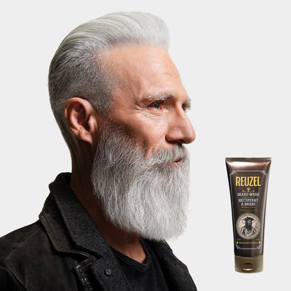 Reuzel Clean & Fresh Beard Wash in a bottle, showcasing the beard grooming product for cleansing and refreshing facial hair.