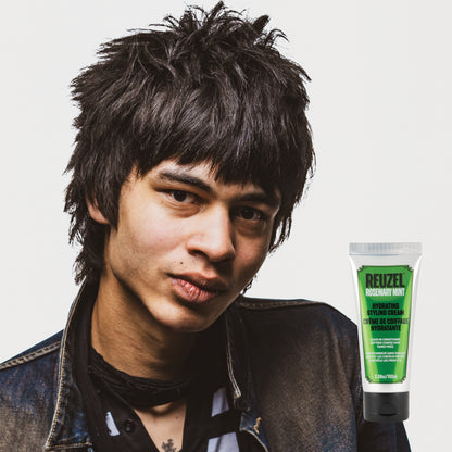 Reuzel Hydrating Styling Cream in a jar, smooth and creamy hair styling product for hydration and hold.