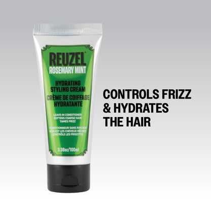Reuzel Hydrating Styling Cream for hair with a smooth, creamy texture in a jar, ideal for hydrating and styling hair.