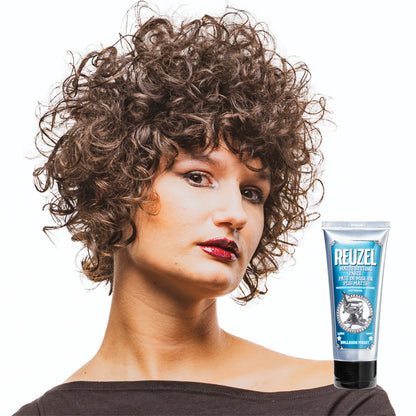 Reuzel Matte Styling Paste in a jar, showing thick, matte hair styling paste with a smooth texture and dark packaging.