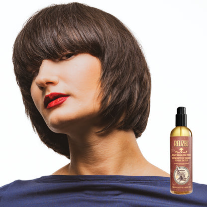 Reuzel Spray Grooming Tonic hair tonic in a spray bottle for styling and revitalizing hair.