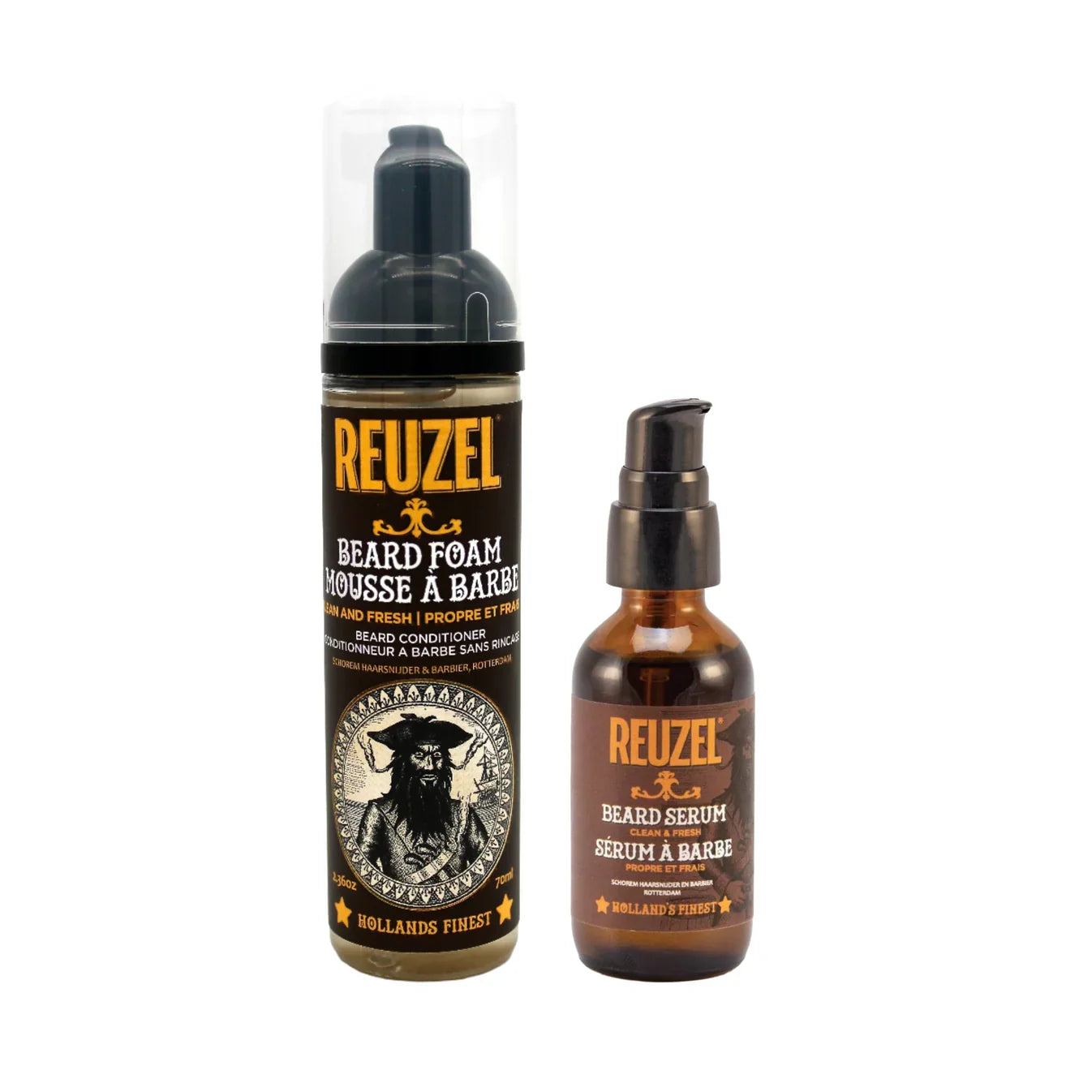 Reuzel Germany Clean & Fresh Beard Gift Set with beard oil, balm, and grooming tools in a stylish package.