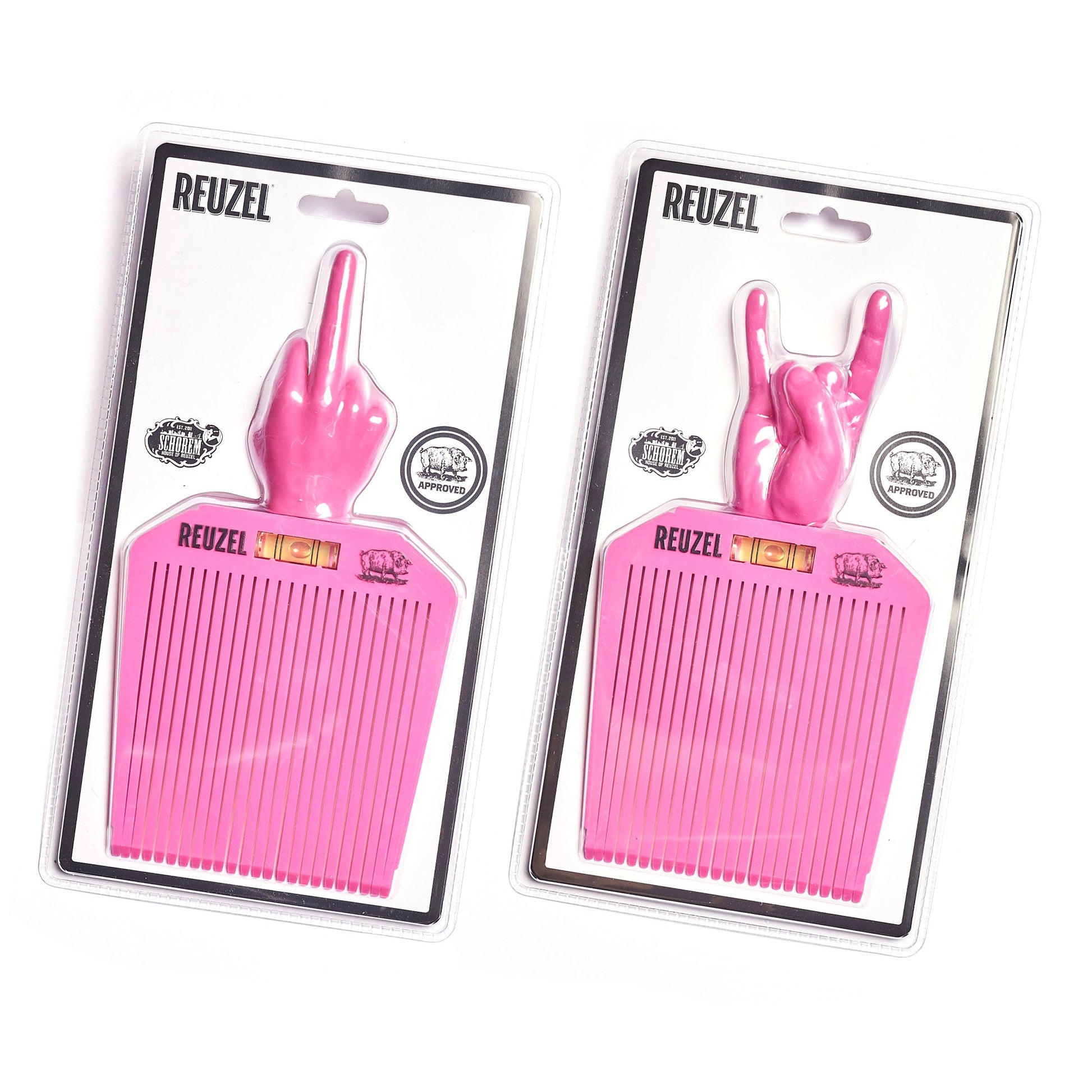 Reuzel Germany Flat Top Comb Duo in packaging, featuring two durable grooming combs with flat-top design for styling and detangling.