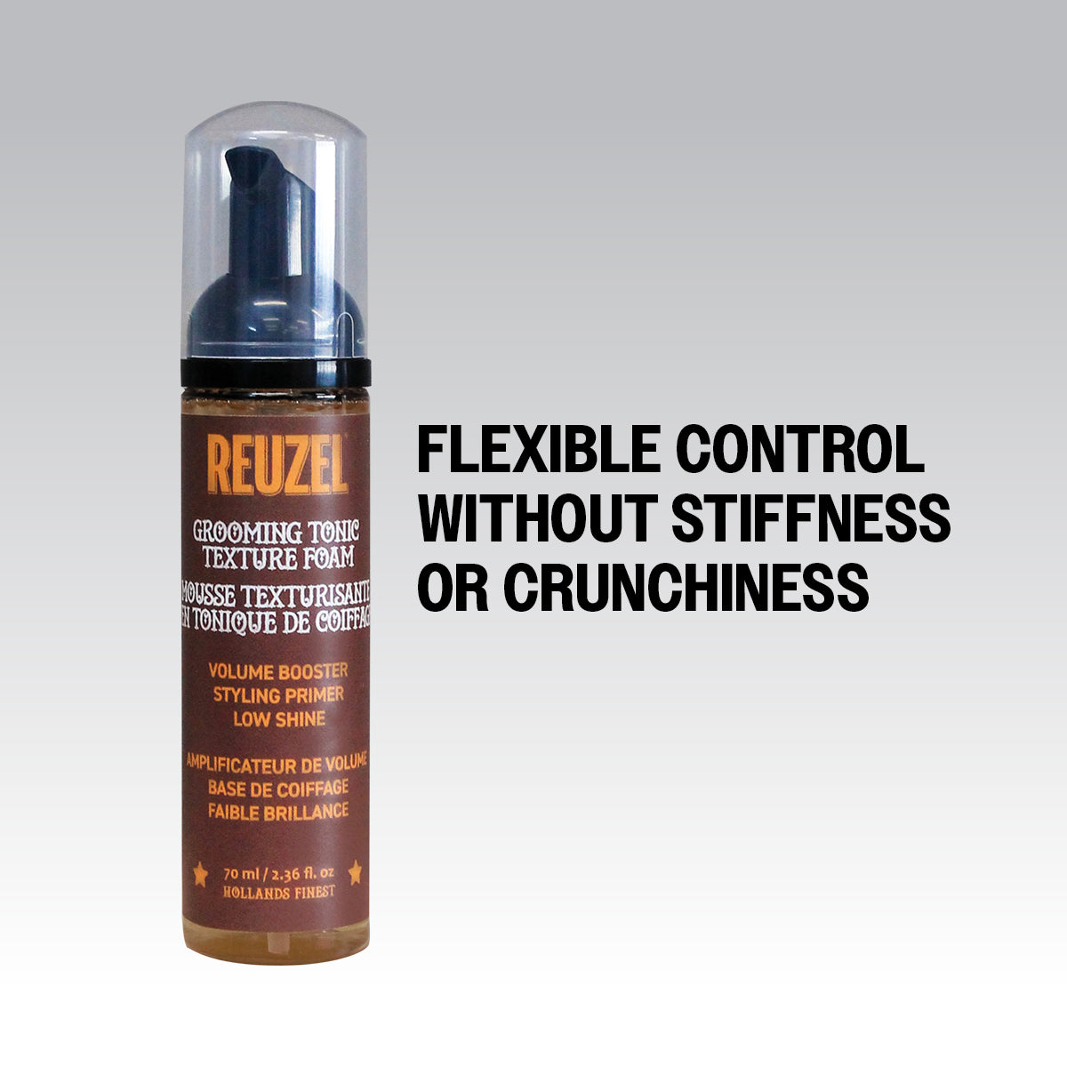 Reuzel Grooming Tonic Texture Foam hair styling product in a bottle, suitable for adding volume and texture to hair.