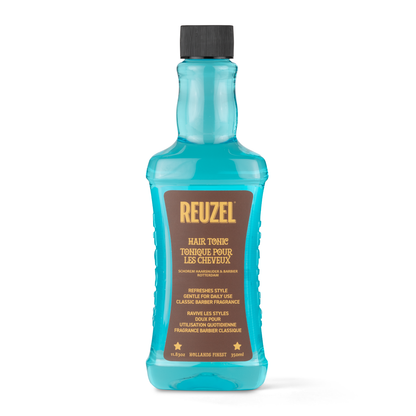 Reuzel Hair Tonic bottle with a pump dispenser, displayed on a white background, showcasing the hair styling product.