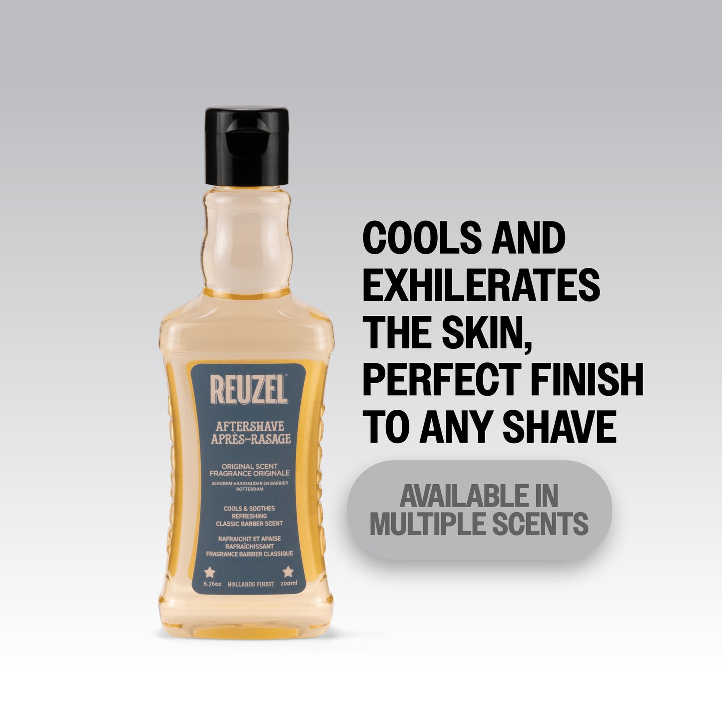 Reuzel aftershave perfume and cologne bottle with a sleek design and Reuzel branding, displayed on a neutral background.